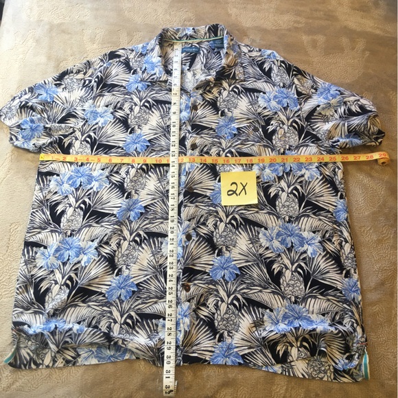 Caribbean Joe blue and white pineapple Mens button down Size 2X - Picture 7 of 7
